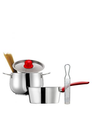 Eatitaly Multikit 4pce - 1 Cook & Drain Pot 4.5lt, 1 Conic Saucepan 220mm, 1 Fine Grater S/S