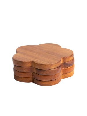 Home Classix Acacia Wooden Coaster 4pc Set  10 x 1cm